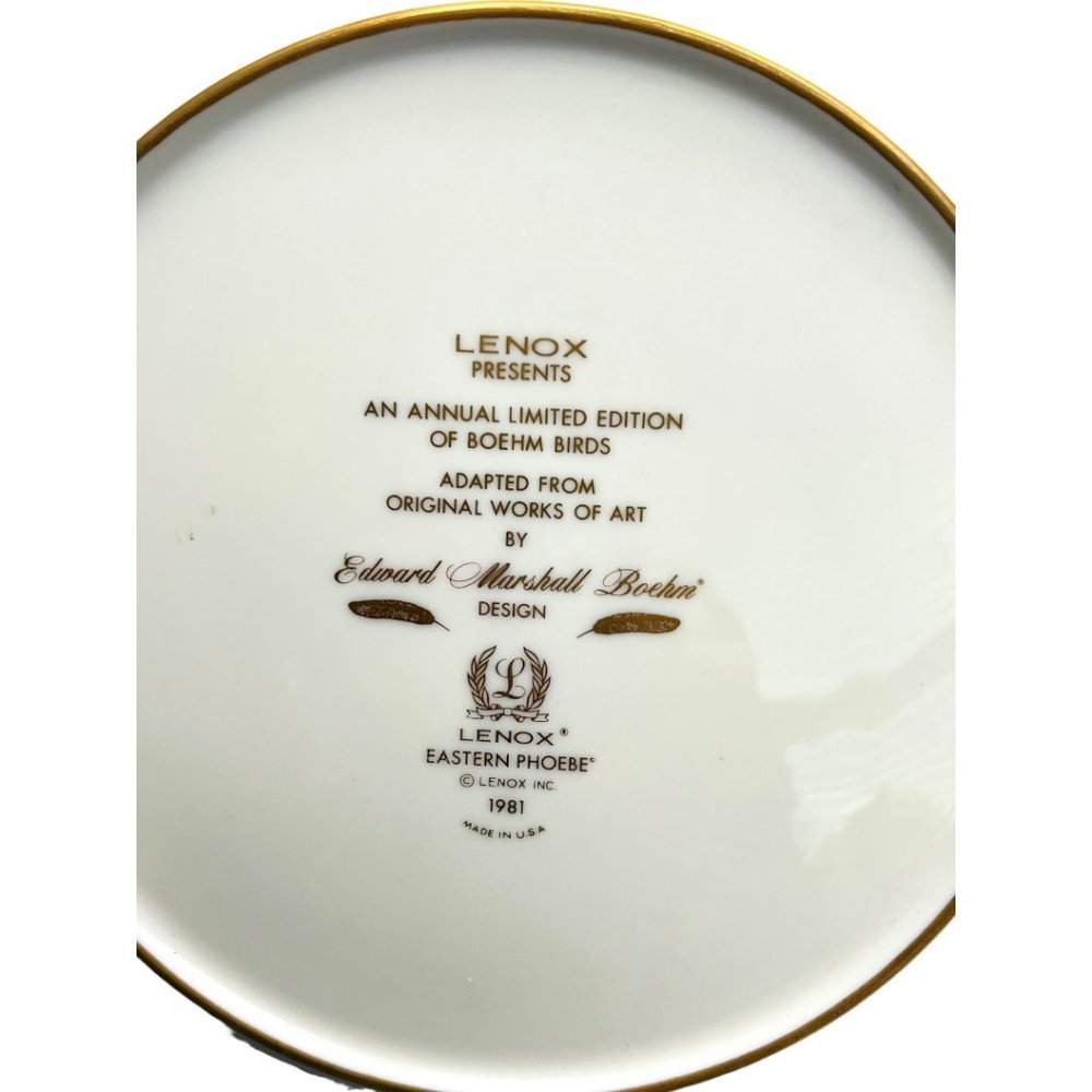 Boehm Birds by LENOX Eastern Phoebe & Robin 1977 Plates Annual limited Edition - Picture 4 of 15